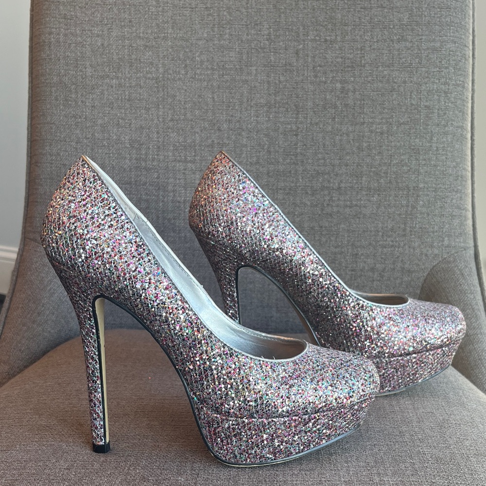 Bakers Sparkling Glitter Multicolor Platform Heels - Picture 3 of 8